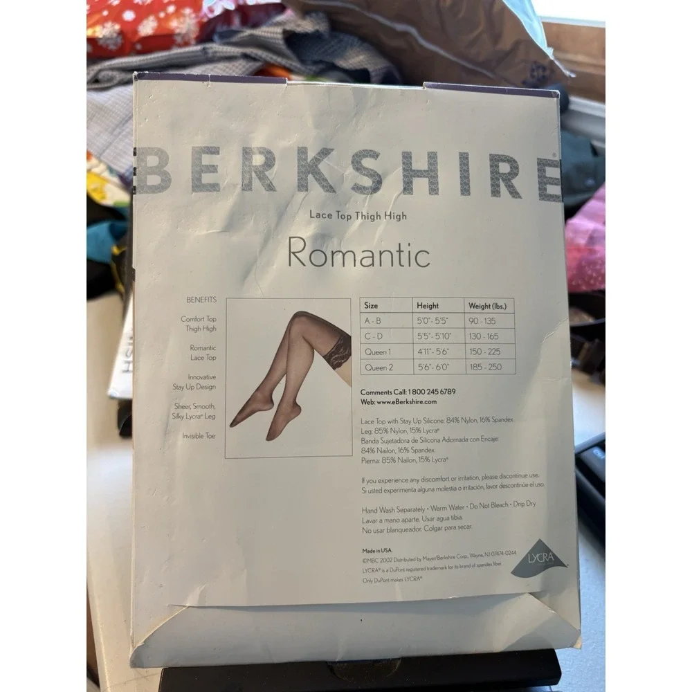 Berkshire Thigh High Romantic‎ New C D Nude Sheer Lycra Leg Invisible Toe 1363